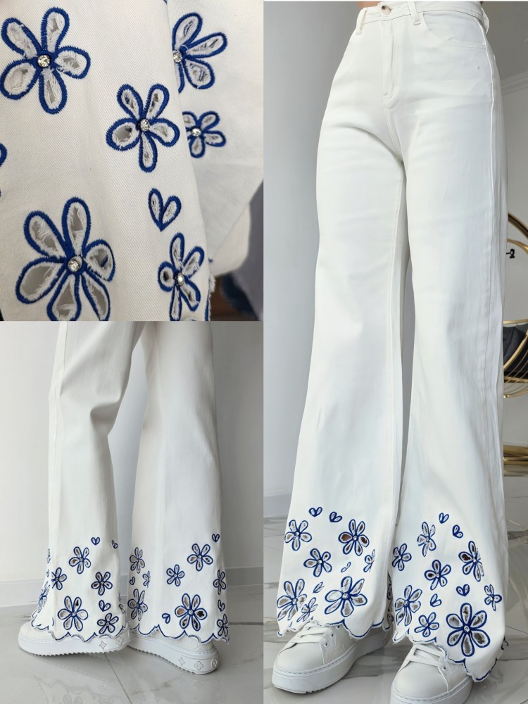 Дънки с бродерия Sunny day