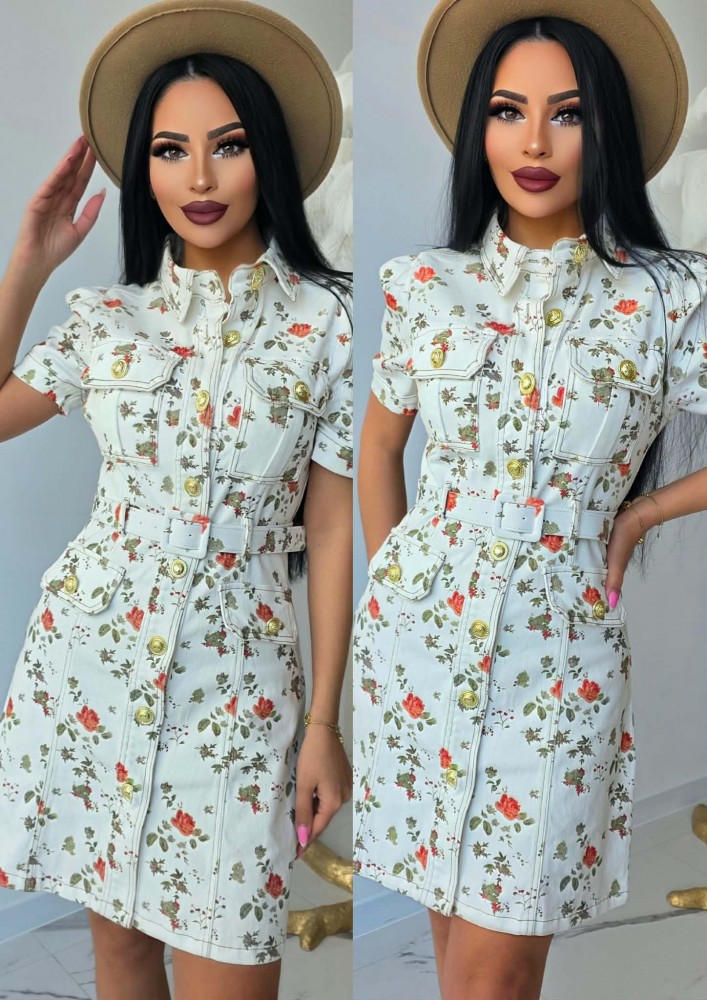 Дънкова рокля Floral Denim Dress