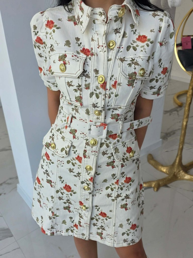 Дънкова рокля Floral Denim Dress