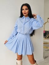 Кокетна рокля каре Blue