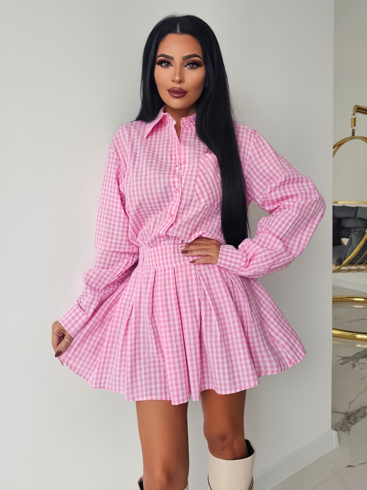 Кокетна рокля каре Pink