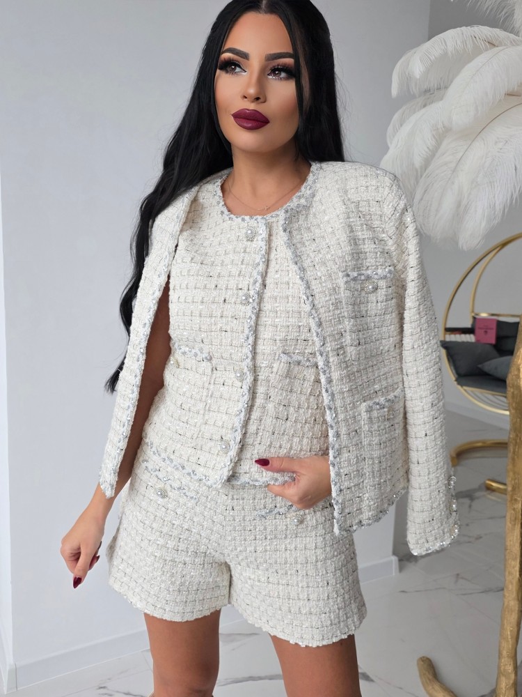 Комплект сако, елек и панталонки екрю Комплект сако, елек и панталонки екрю