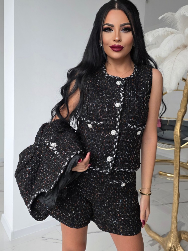 Комплект сако, елек и панталонки черно