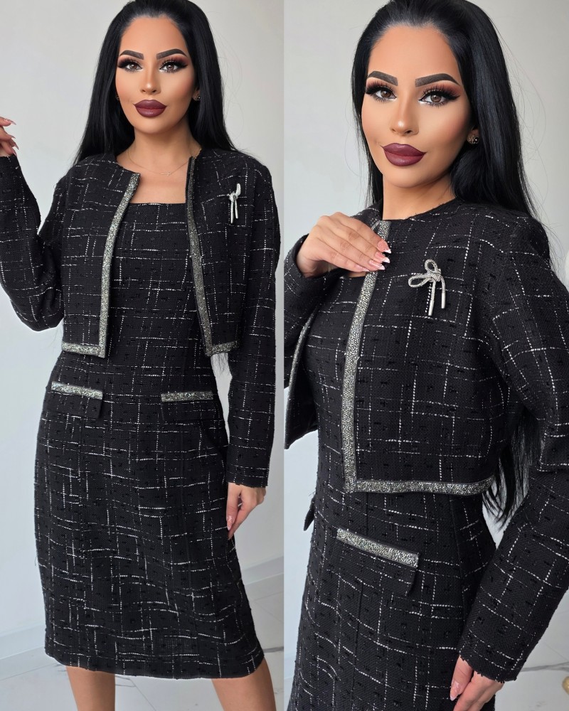 Комплект сако и рокля в черно