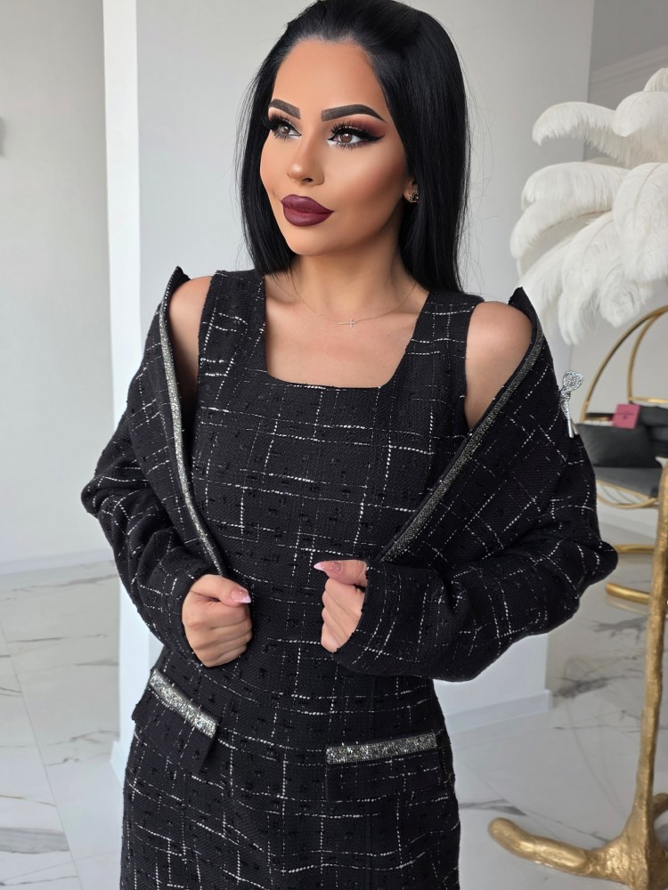 Комплект сако и рокля в черно