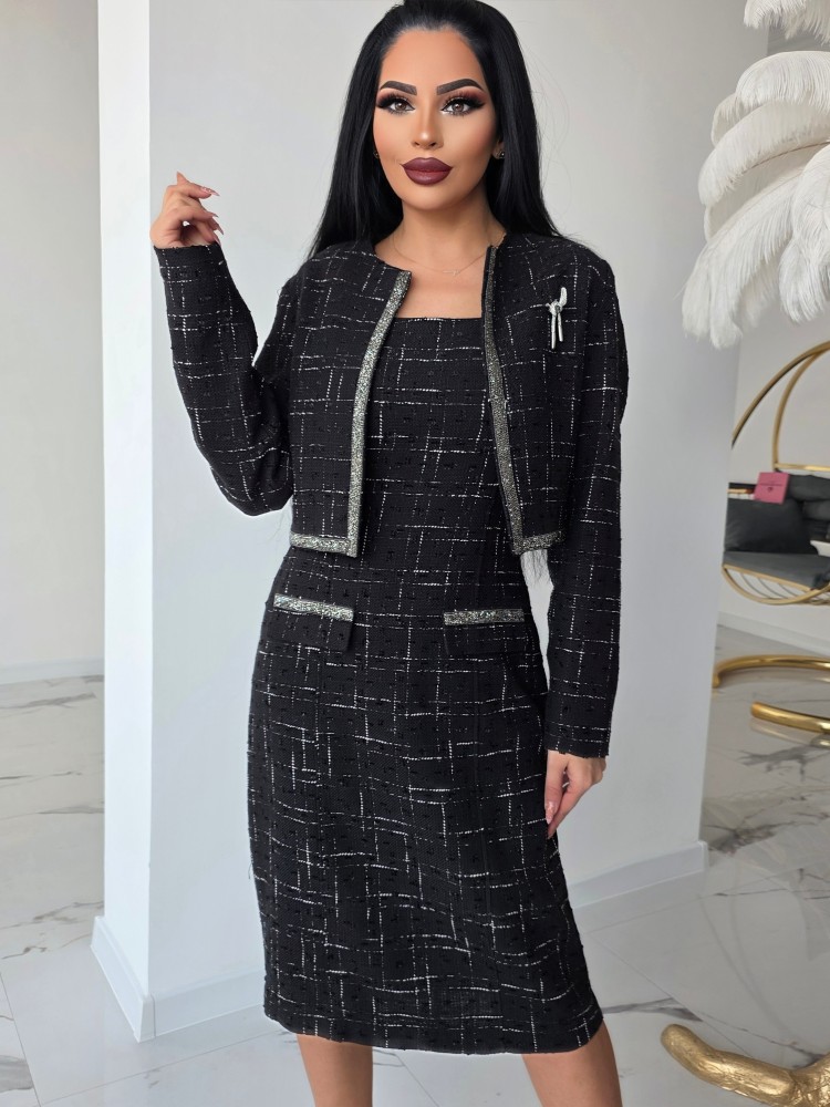 Комплект сако и рокля в черно