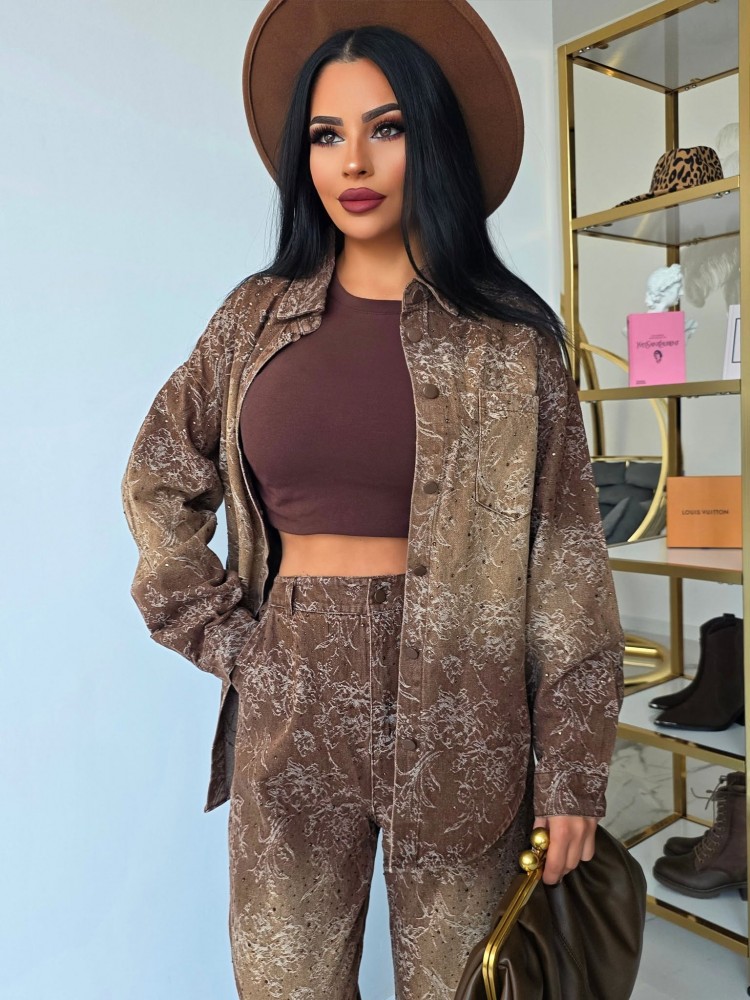 Комплект яке и дънки Brown Elegance