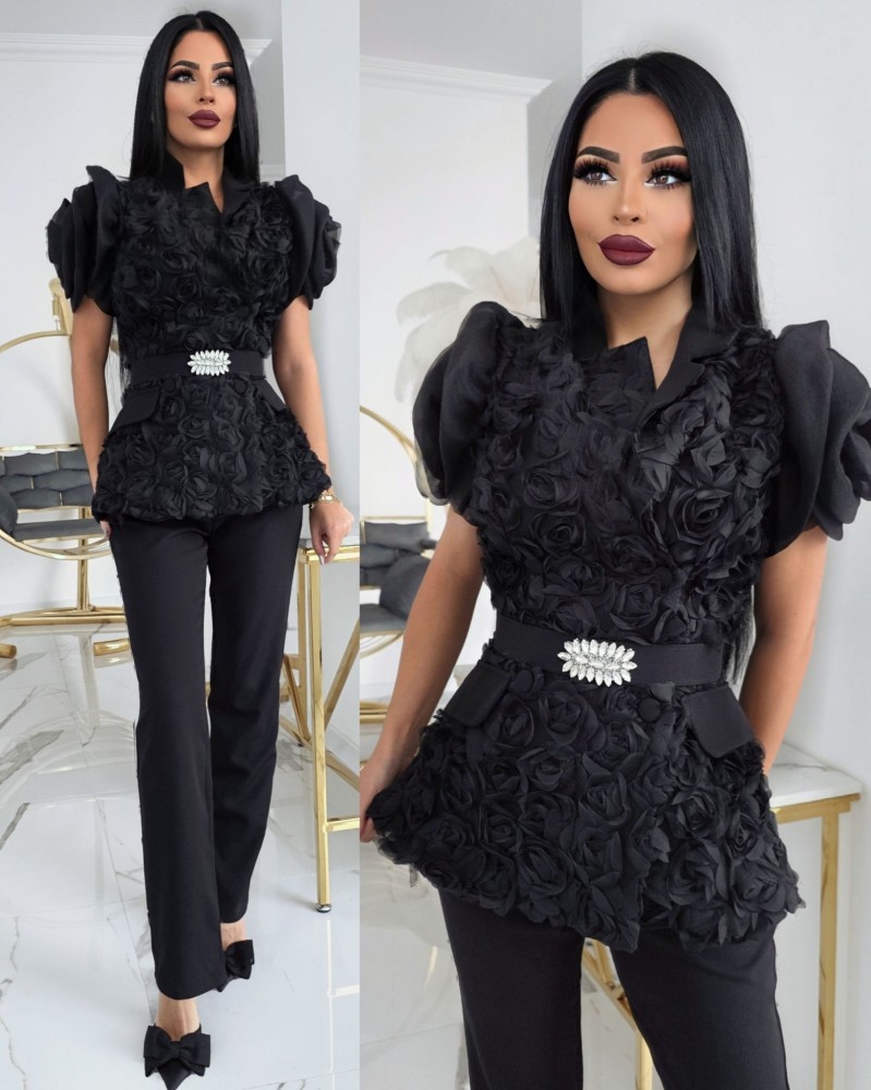 Луксозен костюм с 3D цветя