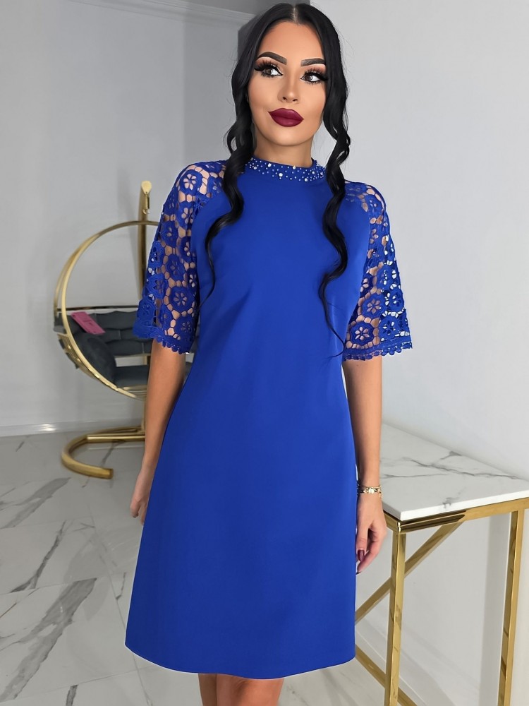 Луксозна рокля в кралскосин цвят Луксозна рокля в кралскосин цвят