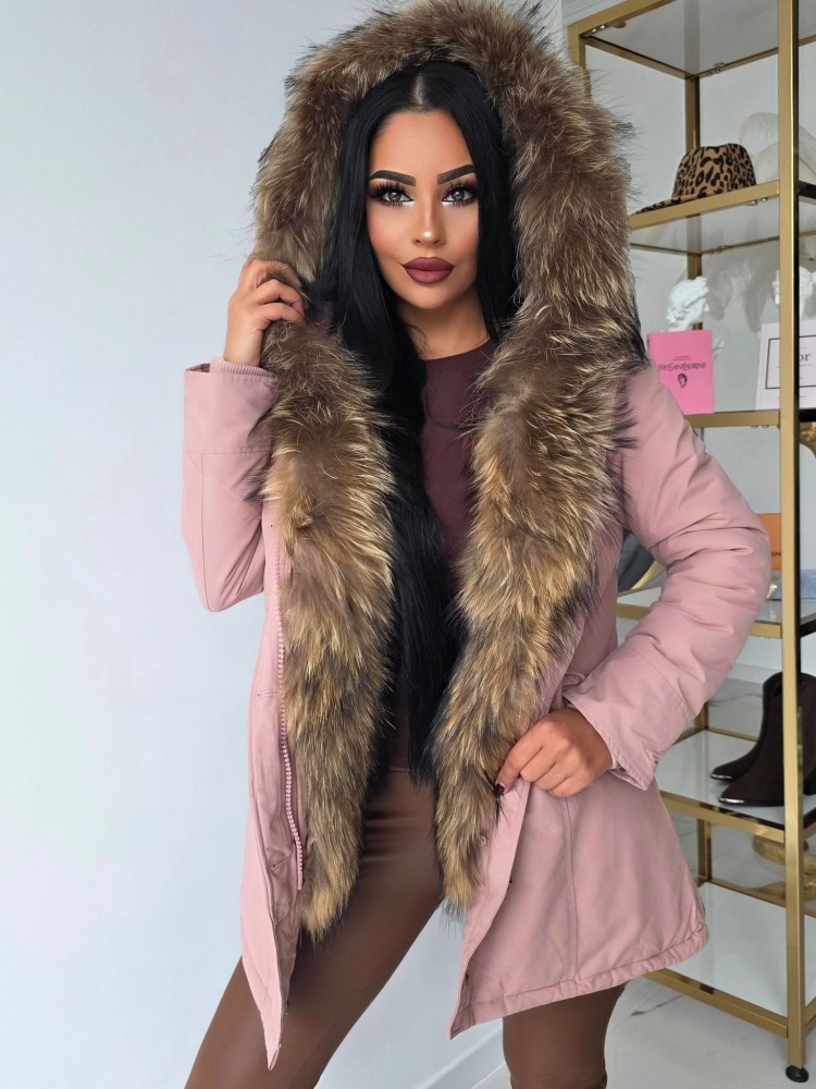 Модерна Chic парка с качулка и естествен косъм