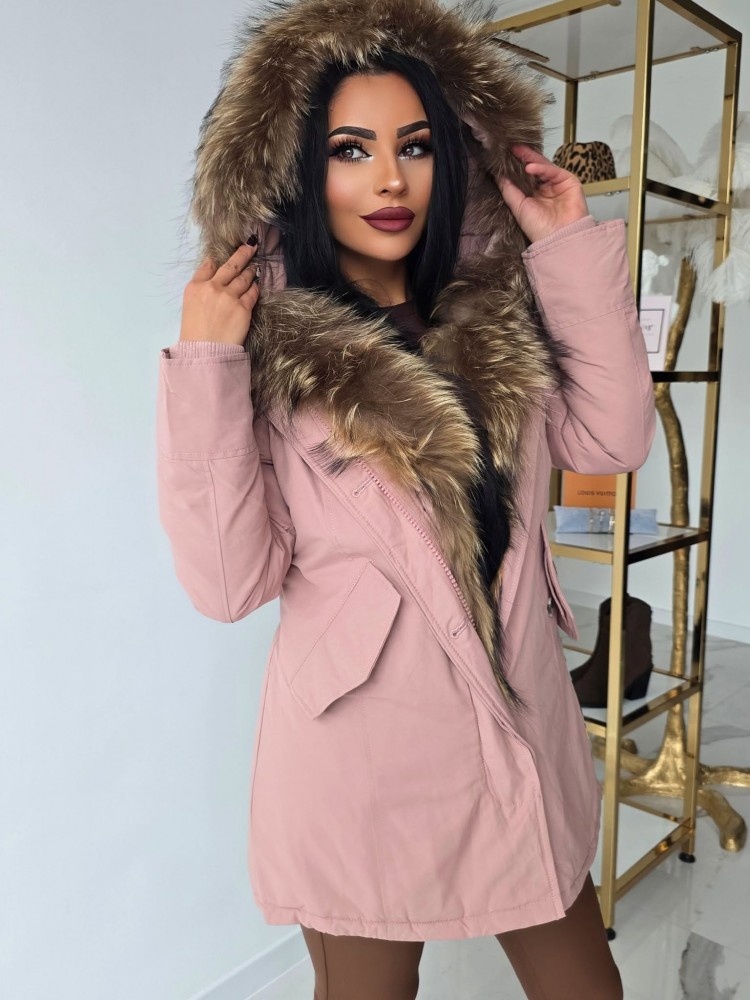 Модерна Chic парка с качулка и естествен косъм