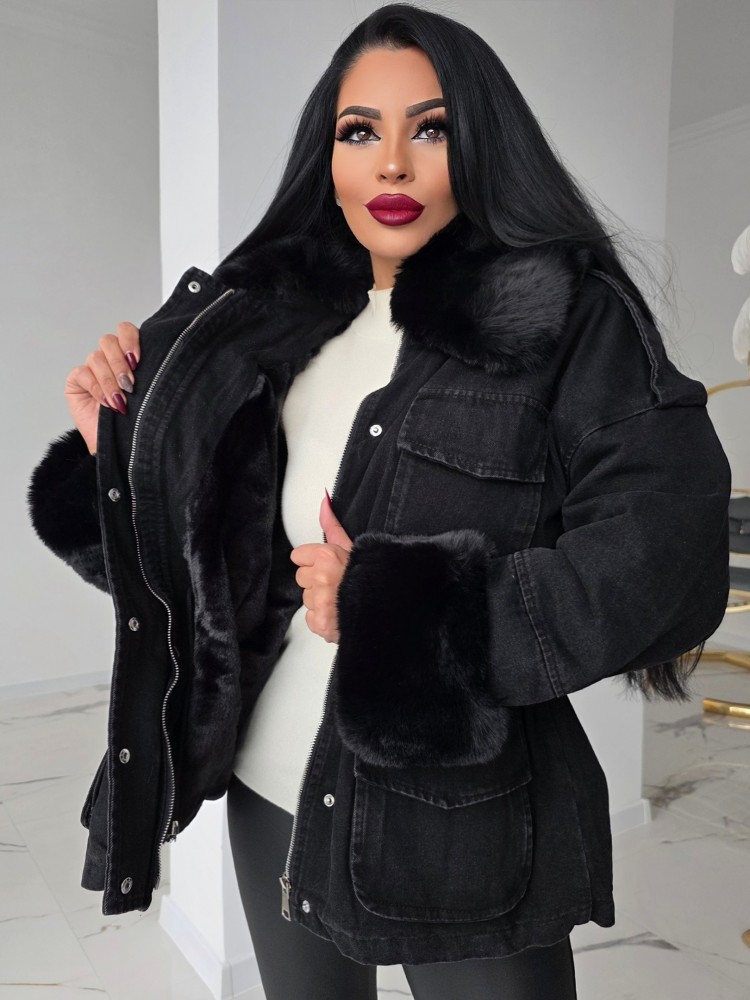 Пухено яке деним Пухено яке деним