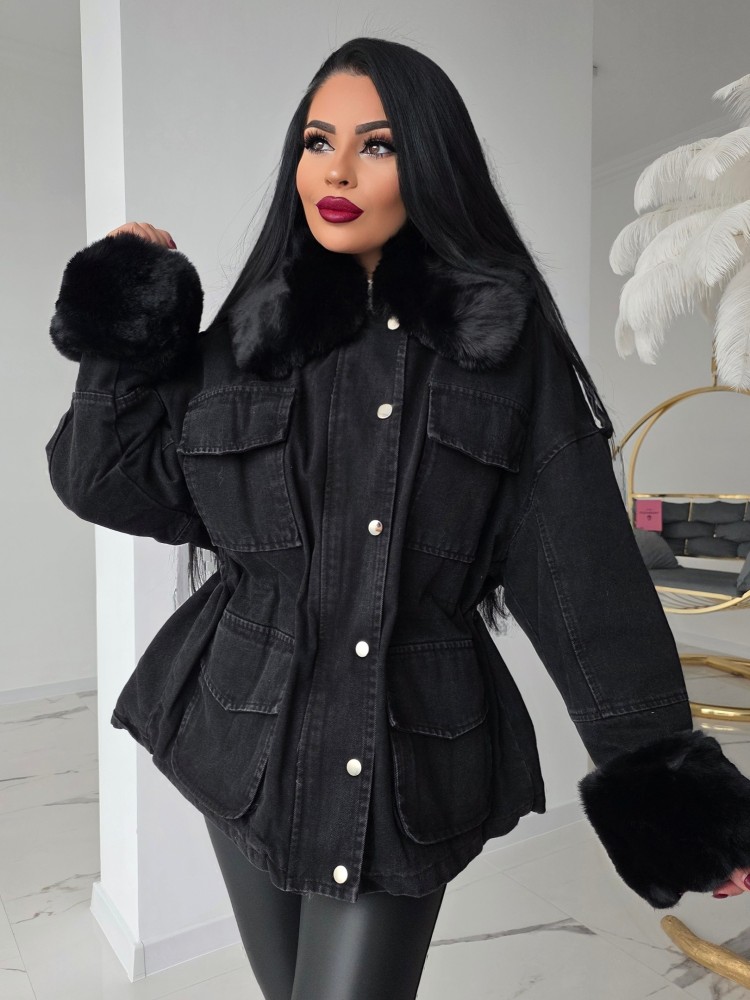 Пухено яке деним