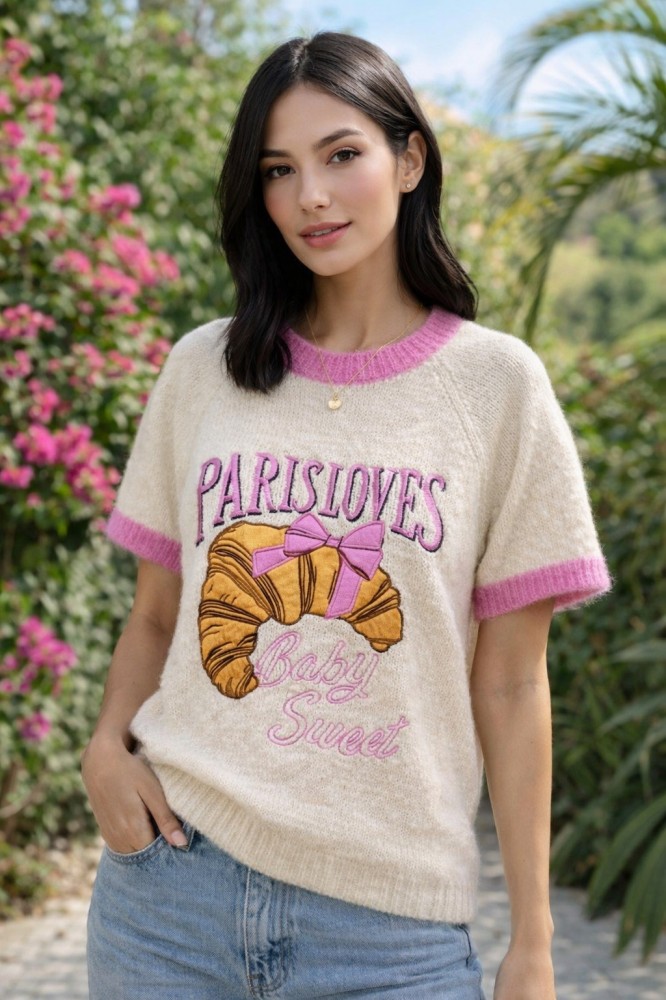 Пуловер с къс ръкав  French