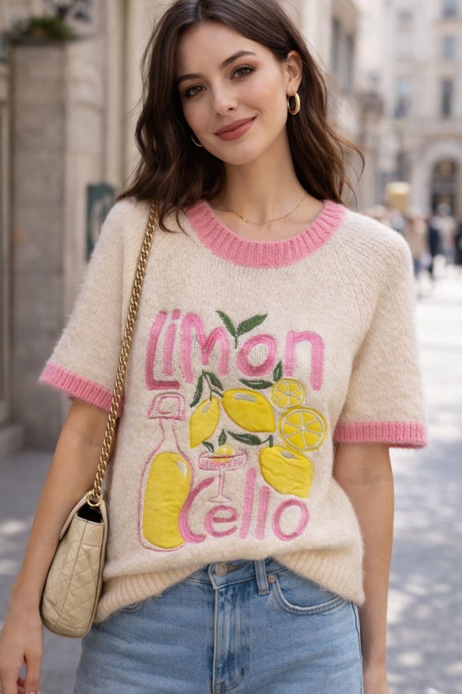 Пуловер с къс ръкав Limoncello
