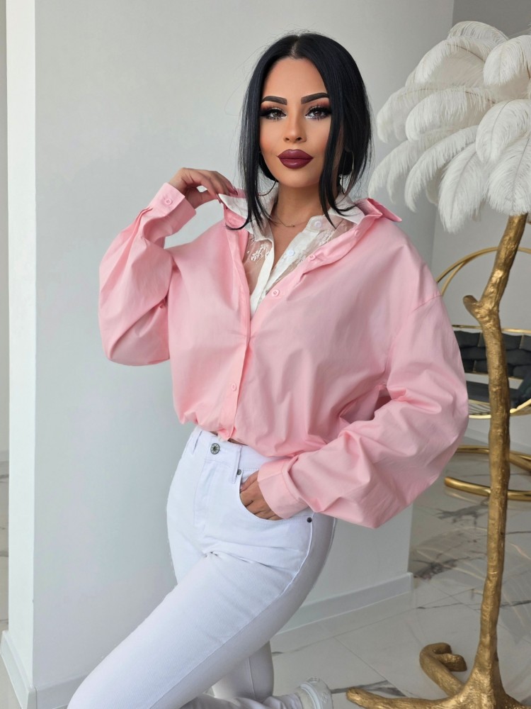 Риза  с дантелен топ