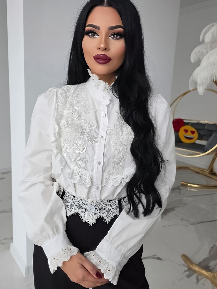 Риза с бродерия и дантела