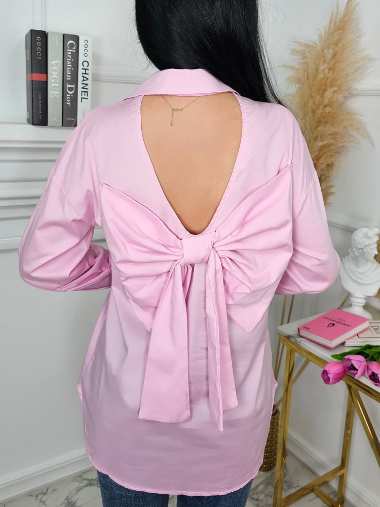 Риза с панделка в розово