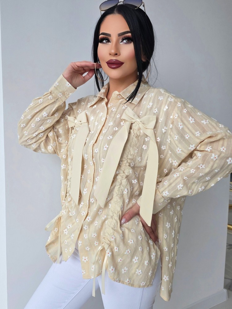 Ризка с бродерия Beige Elegance Floral