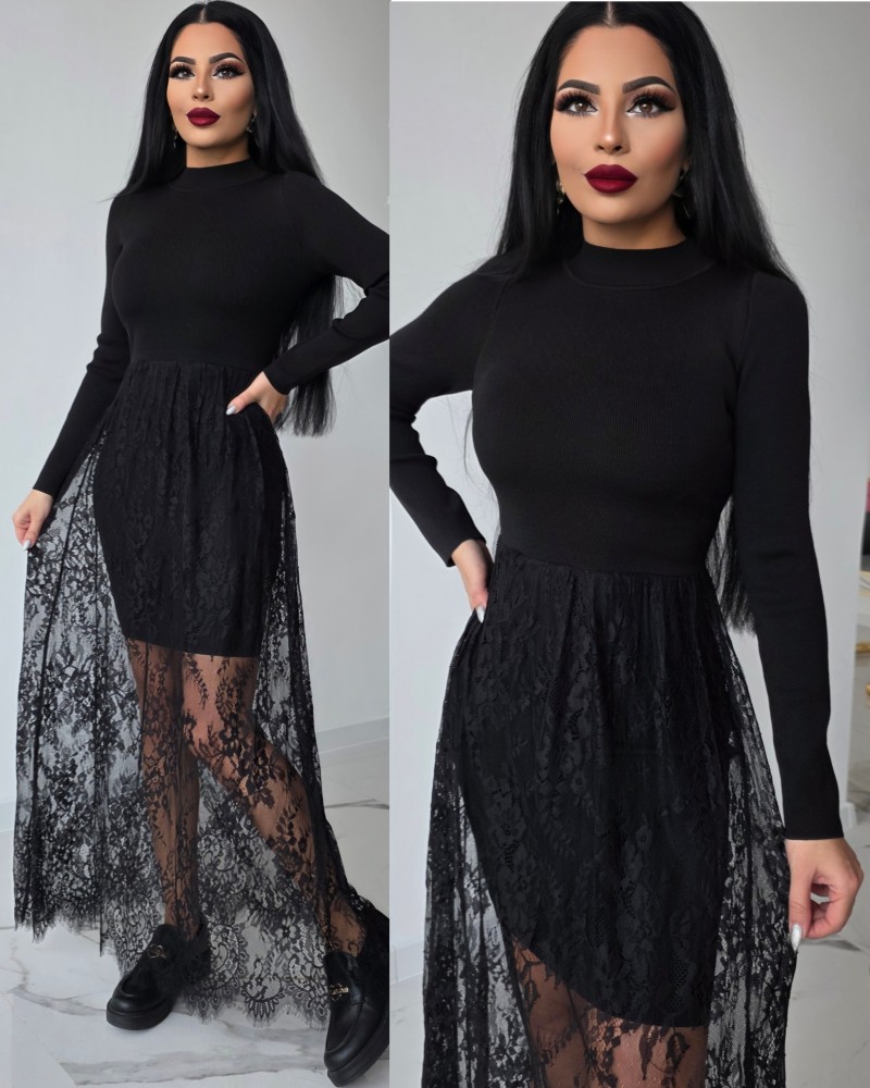 Рокля Black с дантела Рокля Black с дантела