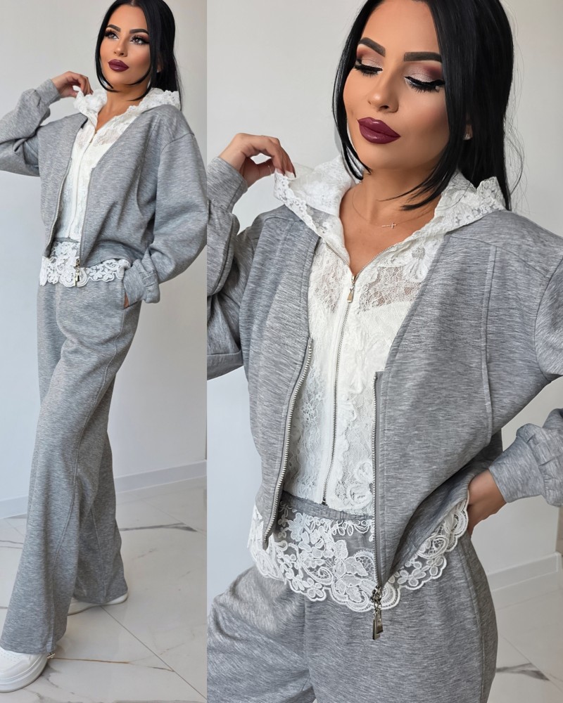 Сив екип с красива дантела Сив екип с красива дантела