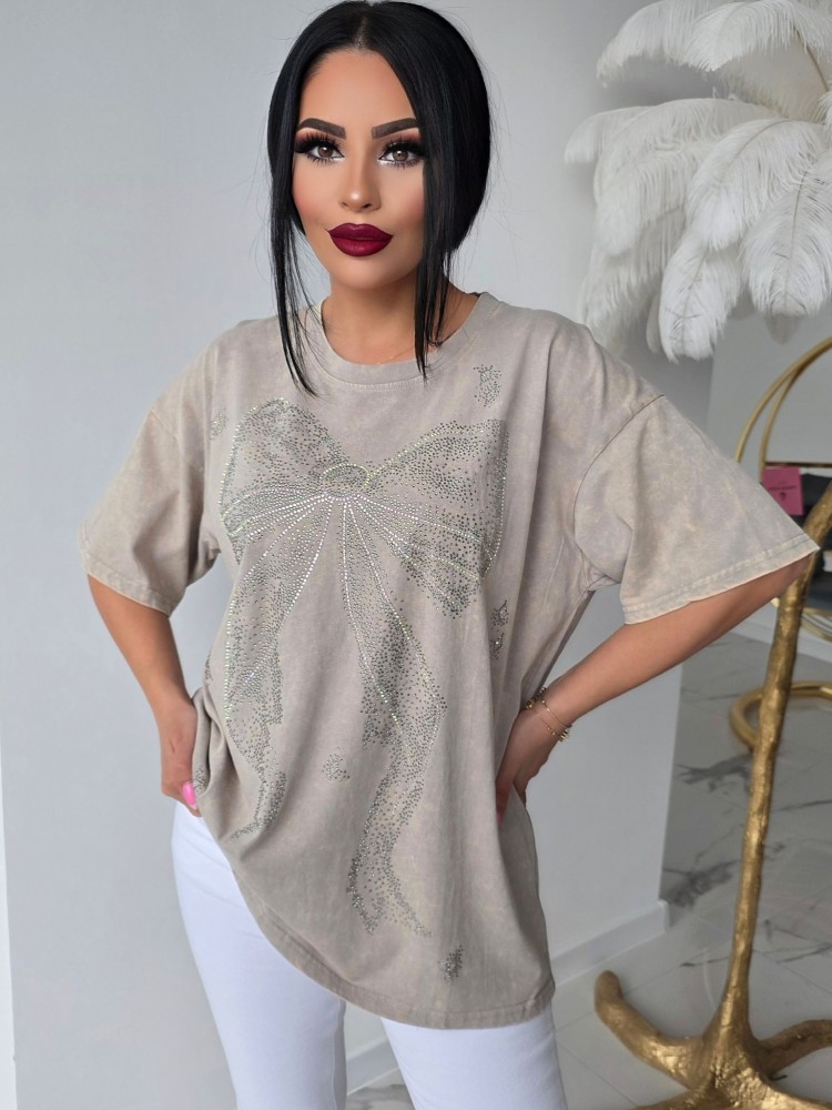 Тениска от варен памук Sweet Bow Top