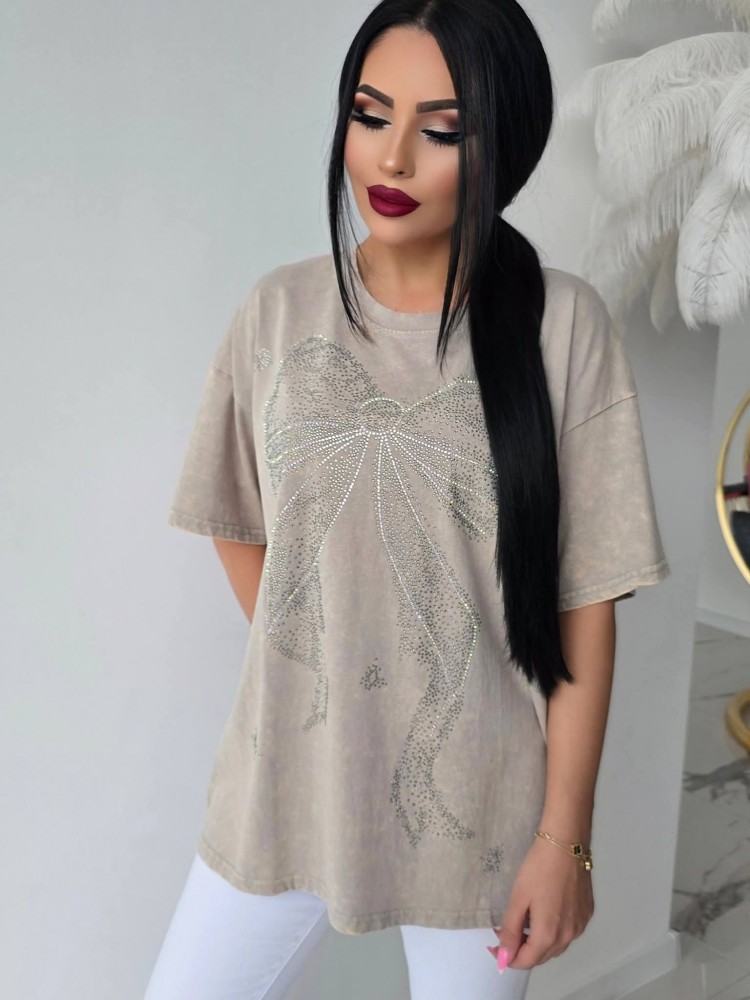 Тениска от варен памук Sweet Bow Top