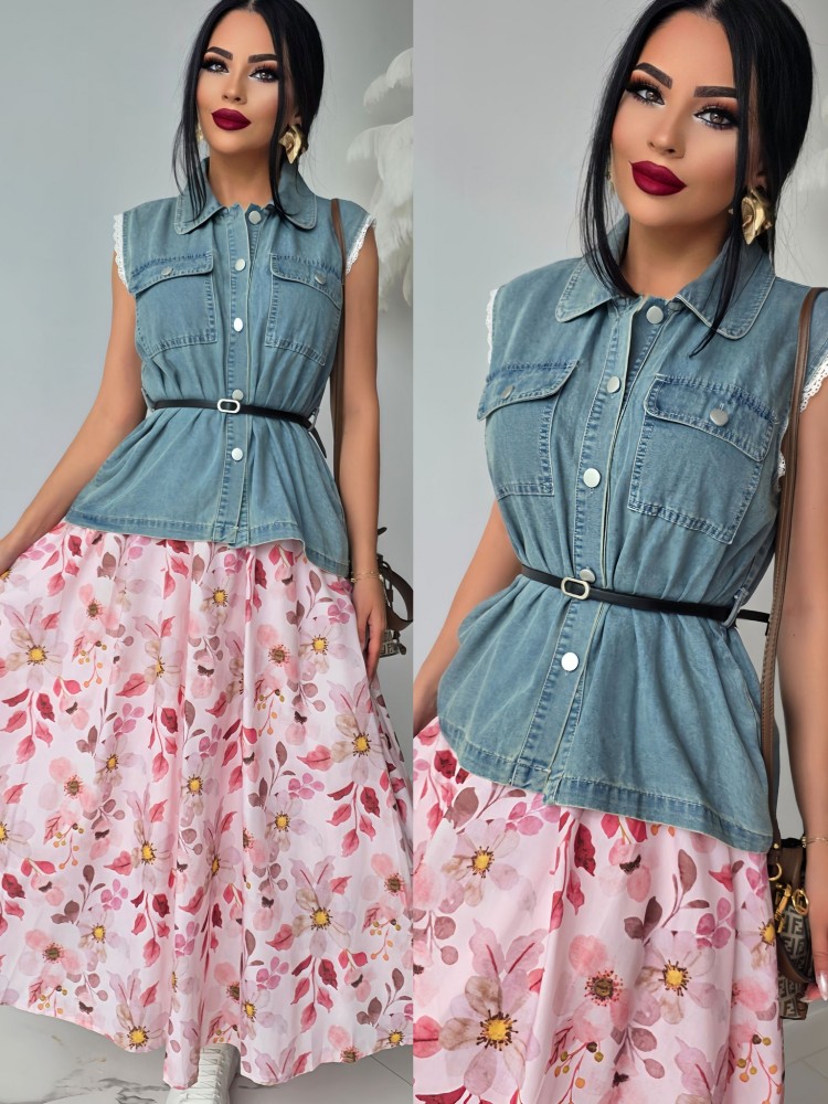 Уникален комплект Floral Denim Duo