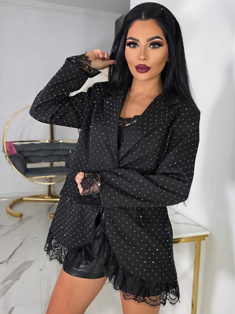 Впечатляващо сако Glam в черно Впечатляващо сако Glam в черно