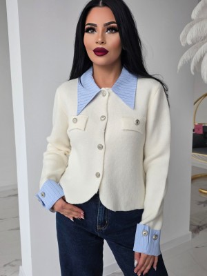 Блуза от плътно плетиво в бяло