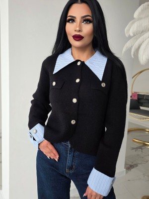 Блуза от плътно плетиво в черно