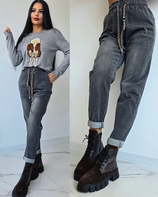 Дънки сиво с ластик