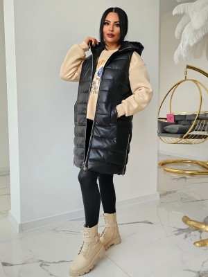 Елек Eco Leather в черно