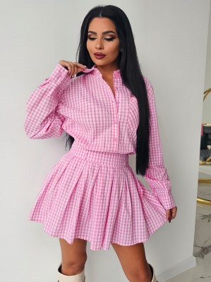 Кокетна рокля каре Pink