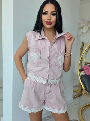 Комплект от деним Pink Denim Set