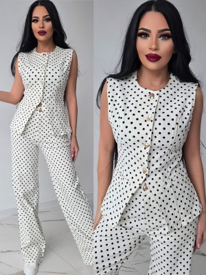 Комплект от ластичен деним със златисти копчета