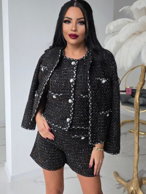 Комплект сако, елек и панталонки черно