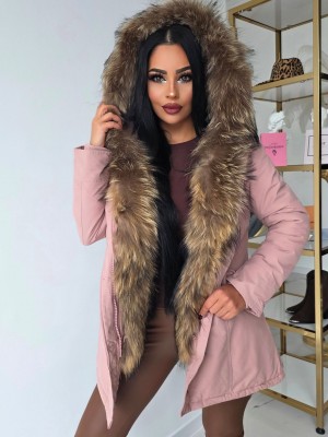 Модерна Chic парка с качулка и естествен косъм