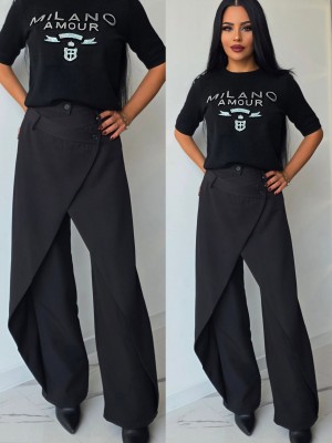 Панталон със стилна кройка Noir Chic