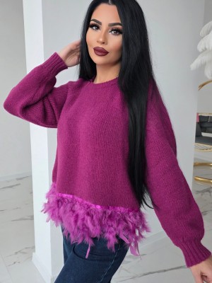 Пуловер с естествени пера