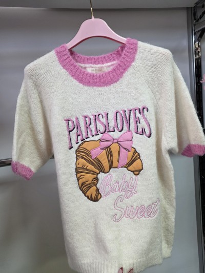 Пуловер с къс ръкав  French