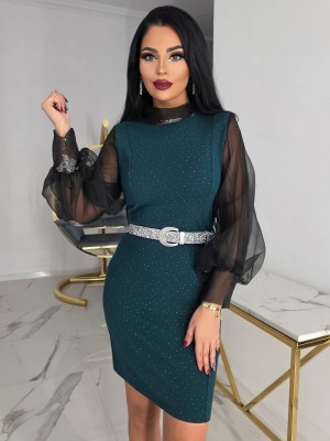 Рокля в цвят емералд