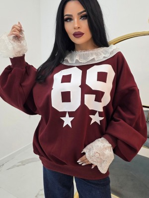 Суитшърт с дантелени акценти